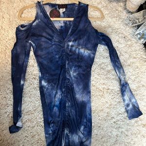 Hot Miami styles cold shoulder tie dye dress